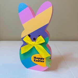 Striped Peep Easter bunny block decoration HAPPY EASTER spring Easter decoration